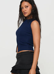 Suzu Sleeveless Knit Top Navy