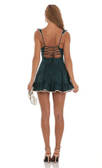 Jacquard A-Line Dress in Green