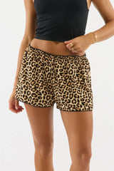 Brown Animal Print Shorts Low Rise