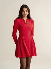 V-Neck Bow Detail Mini Dress