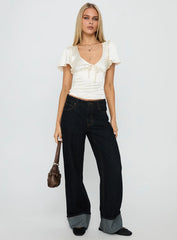 Sun Will Rise Tie Detail Top Cream