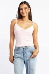 Pink Supersoft Cami Top Cross Over