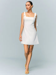 Bow-Strap Backless Mini Dress