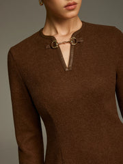 Horsebit Detail A-Line Mini Dress