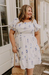 Botanical Moment Embroidered Mini Dress Curves