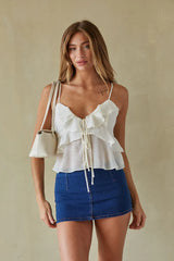 Dina Tiered Ruffle Tie Tank Top