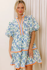 Fresh Horizon Floral Mini Dress in Airy Blue