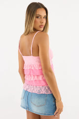 Pink Singlet Top Lace
