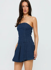 Fantastical Strapless Playsuit Dark Denim