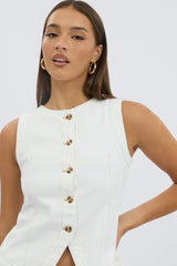 White High Neck Vest