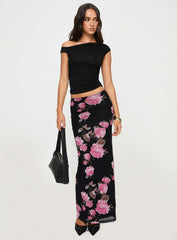 Modalla Maxi Skirt Black Floral