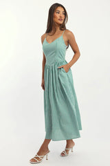 Green Check Maxi Dress Singlet