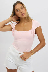 Pink Supersoft Tank Scoop Neck Ribbon