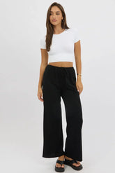 Black Wide Leg Pants Low Rise