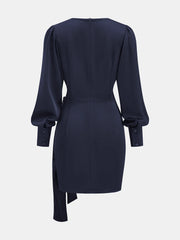 Asymmetric Satin Wrap Mini Dress