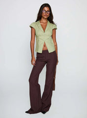 Crowd Control Collared Top Sage