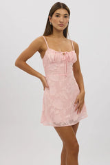 Pink Mini Dress Gathering Bust