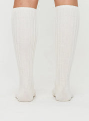 Boderline Knee High Socks White