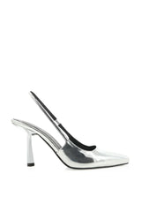 Belinda Pointed Pump in Silver Chrome