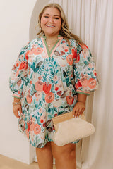 Life In Full Bloom Mini Dress in Limpet Shell Curves