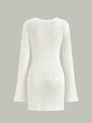 Sheer Knit Sweater Dress with Cut-Out Detail