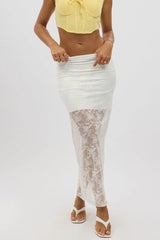 White Lace Maxi Skirt Lined