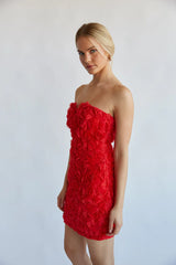 Angelia Strapless Rose Bodycon Mini Dress