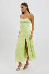 Green Maxi Dress Jacquard Lace