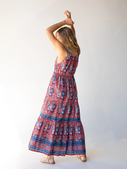 Isabella Maxi Dress - Red Blue Floral
