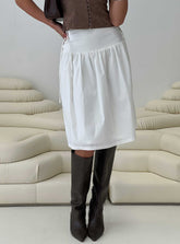 Snowflakes Tie Side Midi Skirt White