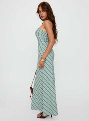 Finchie Strapless Maxi Dress Blue Stripe