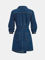 Metal Button Denim Blazer Dress
