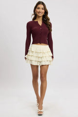 White Mini Skort Frilled