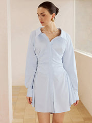 Pleated Shirt Mini Dress