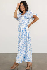 Graceland Maxi Dress | White + Blue Floral