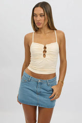 Yellow Singlet Top Beads With Details