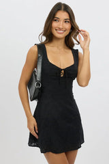 Black Mini Dress Eyelet Fabric