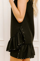 Uptown Charm Embellished Mini Dress in Black