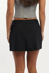 Black Mini Skort High Rise Pocket Detail Tailored