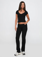 Lovely Day V Neck Top Black