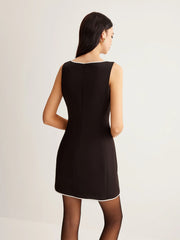 Contrast Trim Zipper Tank Short Dress