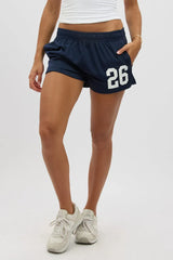 Blue Track Shorts Elastic Waist