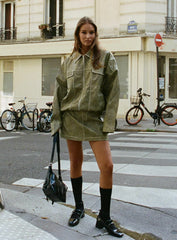 Tanza Faux Leather Mini Skirt Green