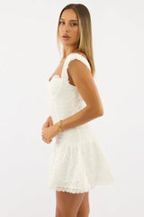 White Mini Dress Drop Waist