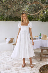 Honeysuckle Haven Maxi Dress White