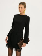 Lace Trim Tailored Mini Dress