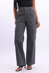 Grey Cargo Pants Mid Rise
