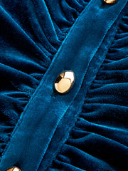 Ruched Velvet Shirt Dress