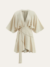 Cotton & Linen Kimono Sleeve Wrap Dress