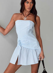 Archetype Strapless Mini Dress Blue Stripe